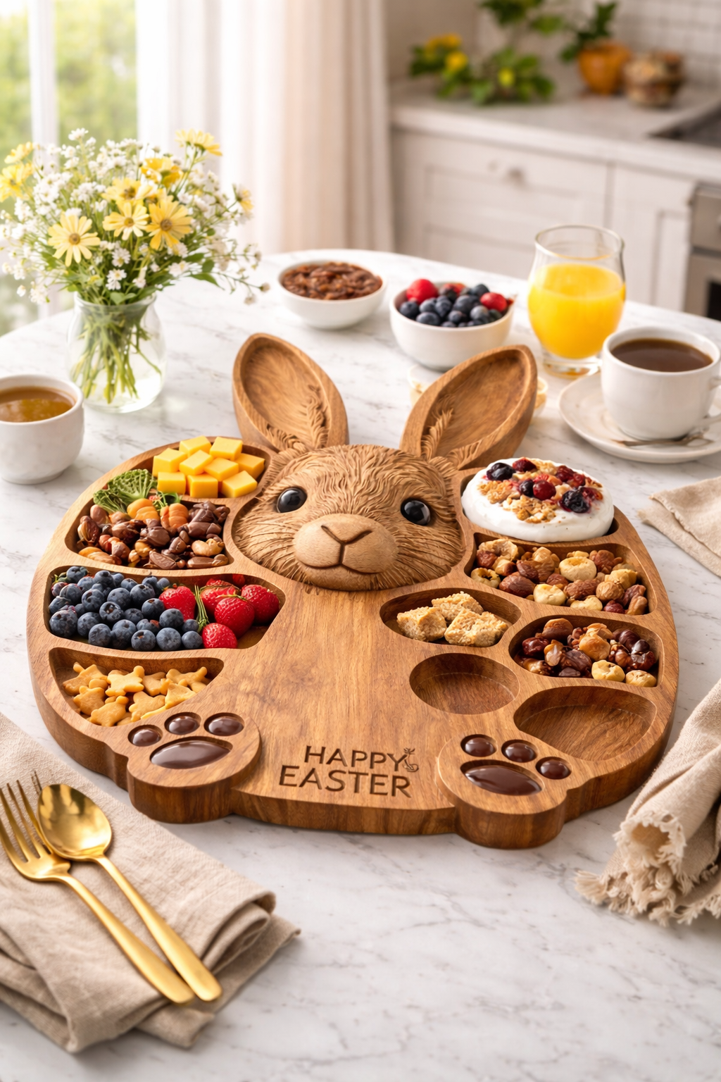 Easter Bunny Wooden Charcuterie Board🐰