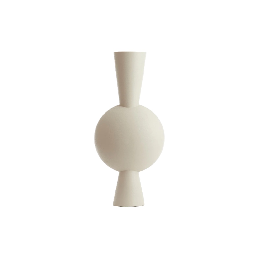 Moderne Witte Keramieken Vaas met Bolvormig Design - Geometrische Kunst-mollydinelli.shop