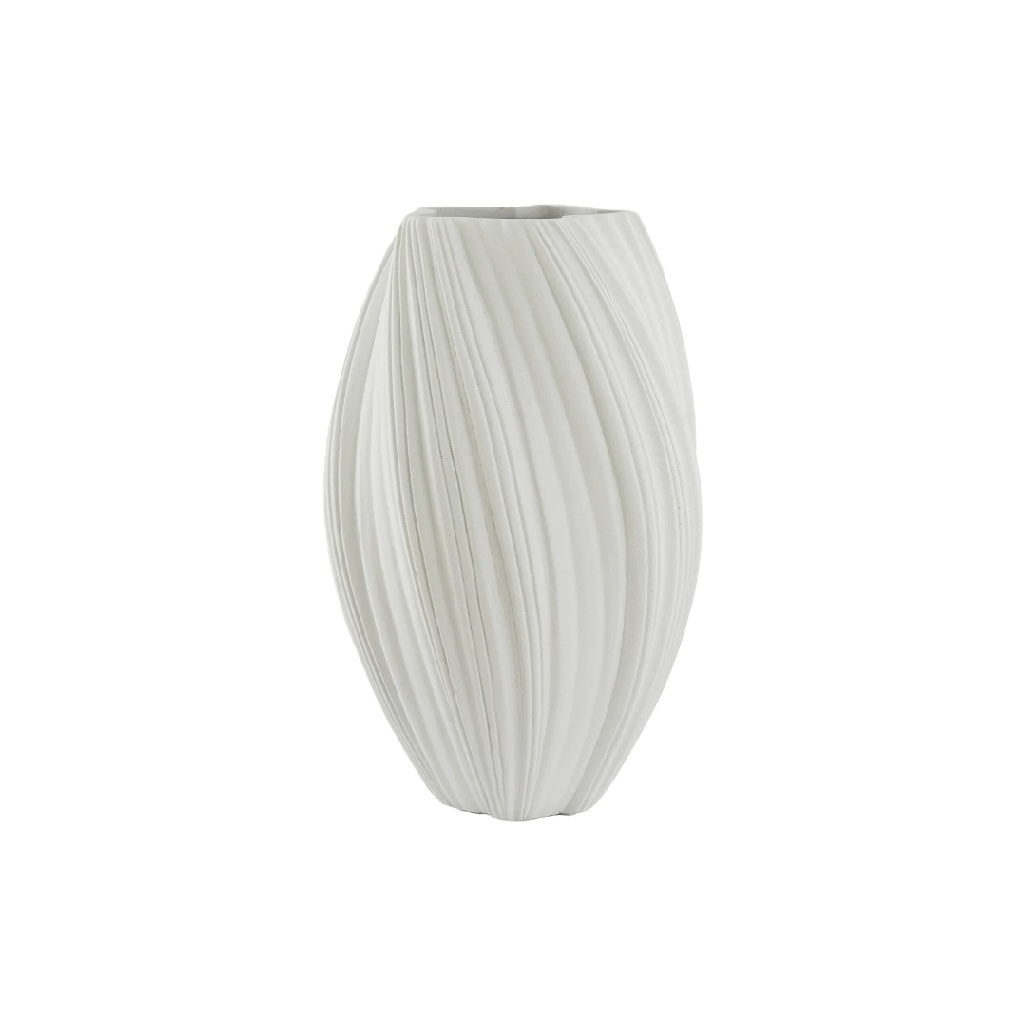 Moderne Witte Keramieken Vaas met Spiraaltextuur - Dynamisch Design-mollydinelli.shop