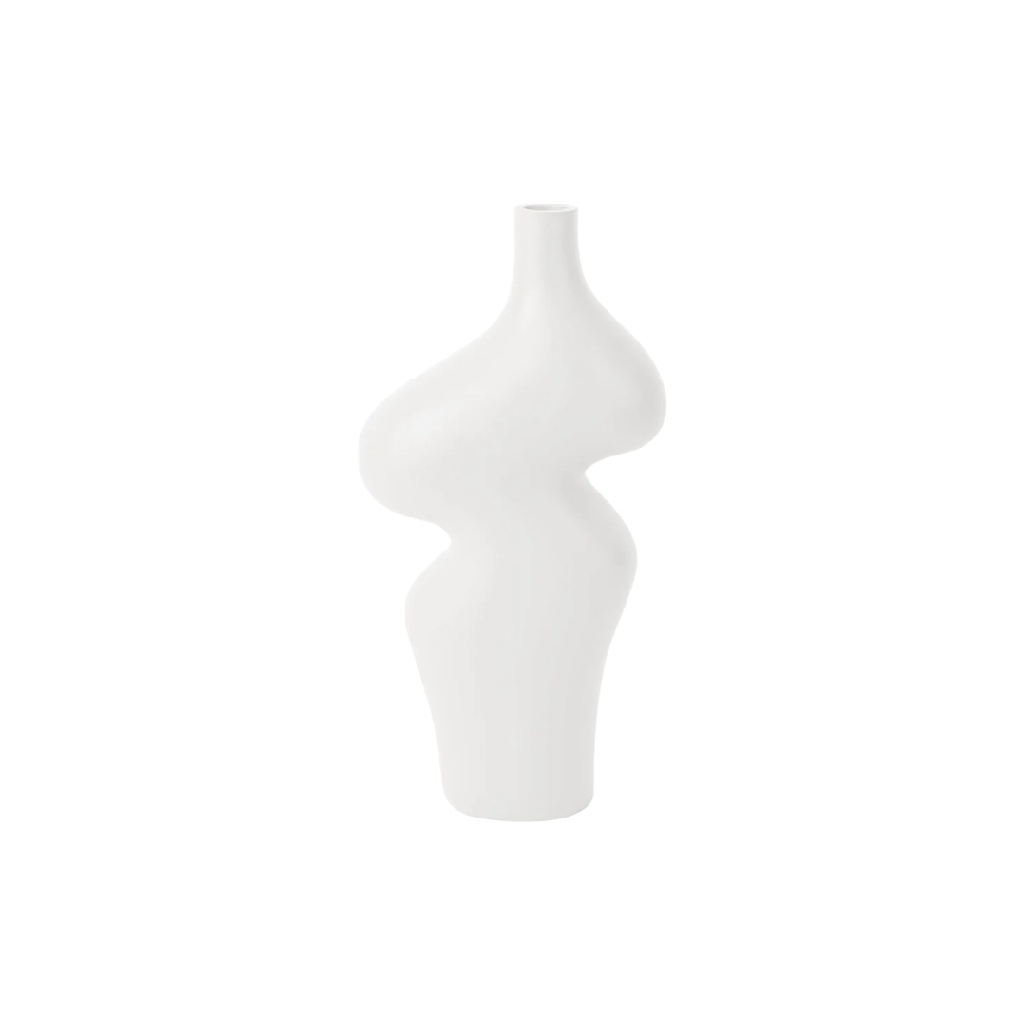 Moderne Witte Keramieken Vaas - Sculpturaal Organisch Design-mollydinelli.shop