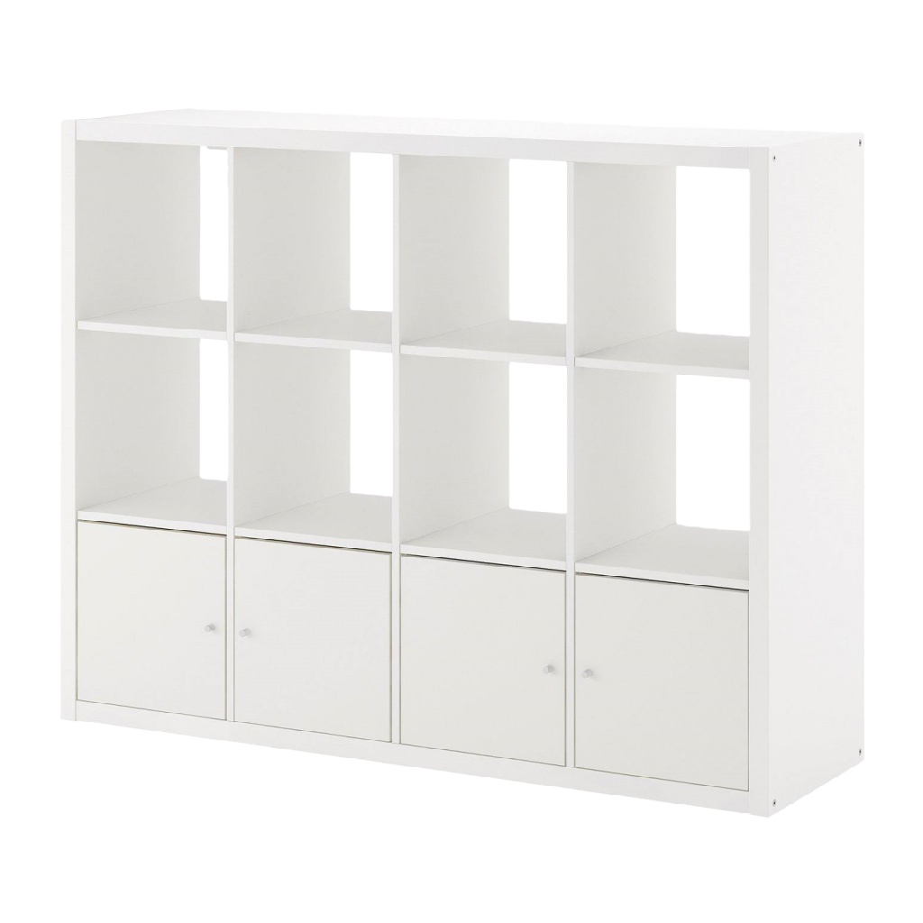 Meuble de rangement horizontal à compartiments ouverts et portes inférieures-LiLLianhowe.shop