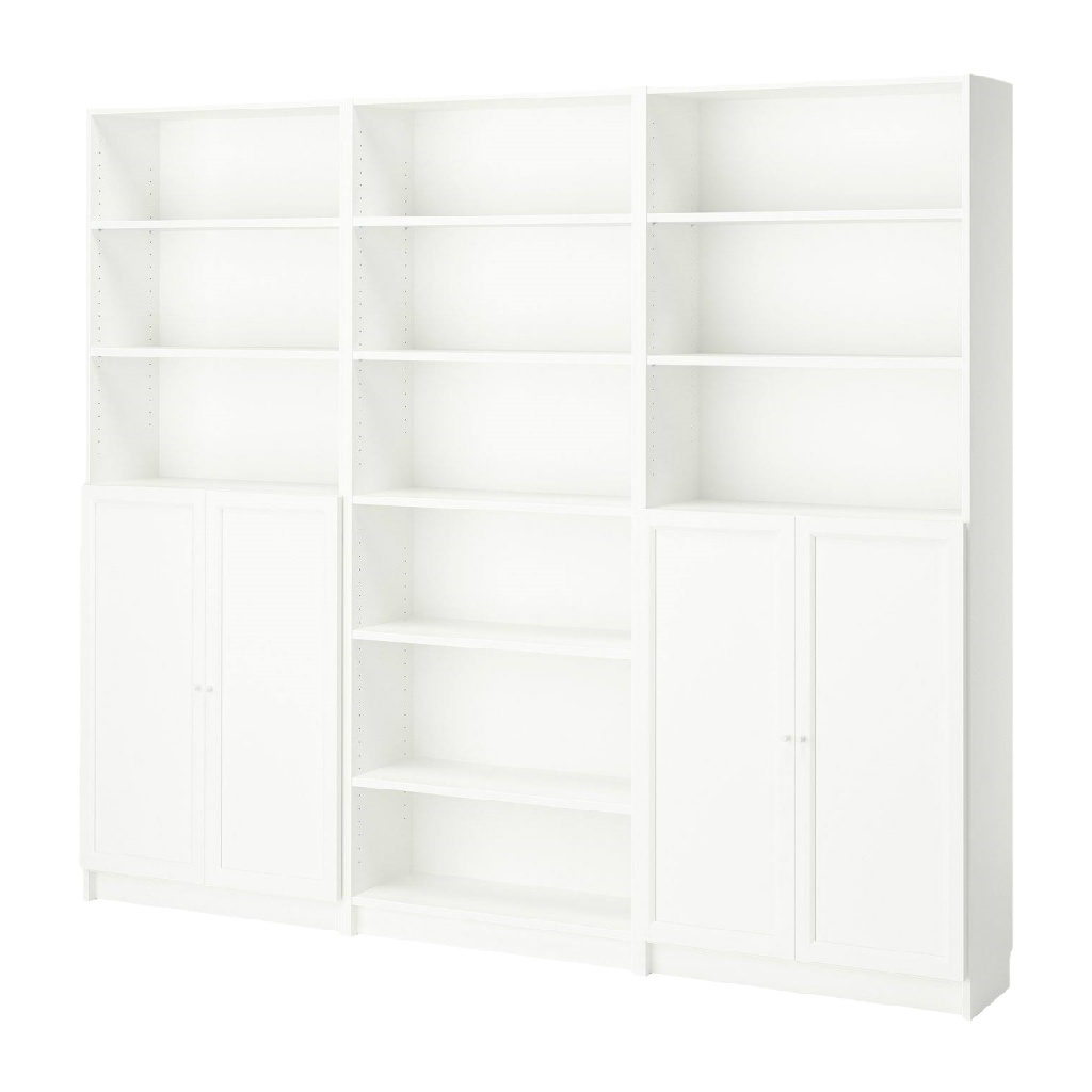 Grand meuble de rangement blanc à compartiments ouverts et armoires inférieures-LiLLianhowe.shop