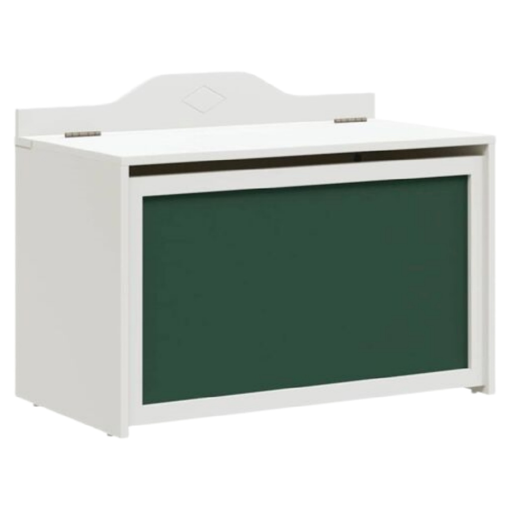 Witte Kinderopbergkist met Krijtbord - Groen-mollydinelli.shop
