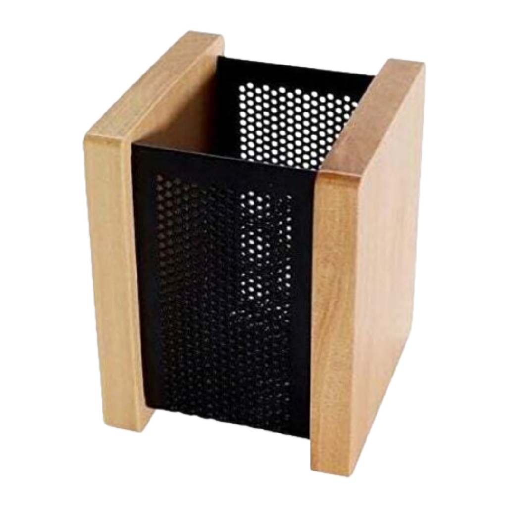 Industriële Bureau Organizer van Hout en Geperforeerd Metaal-mollydinelli.shop