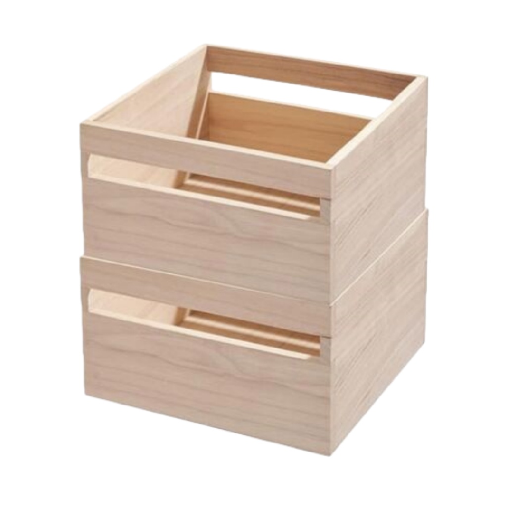 Set van 2 Stapelbare Houten Opbergkratten-mollydinelli.shop
