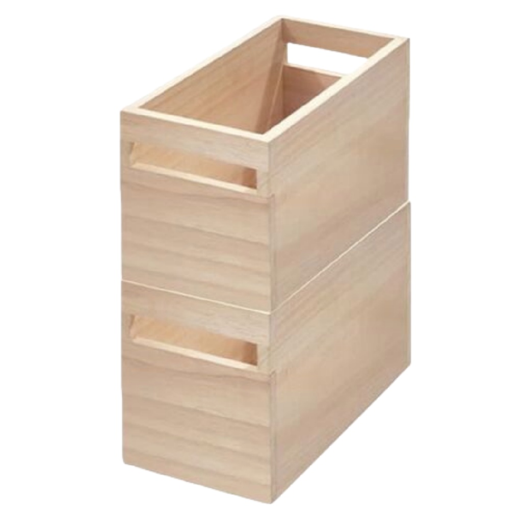 Set van 2 Smalle Stapelbare Houten Opbergkratten-mollydinelli.shop