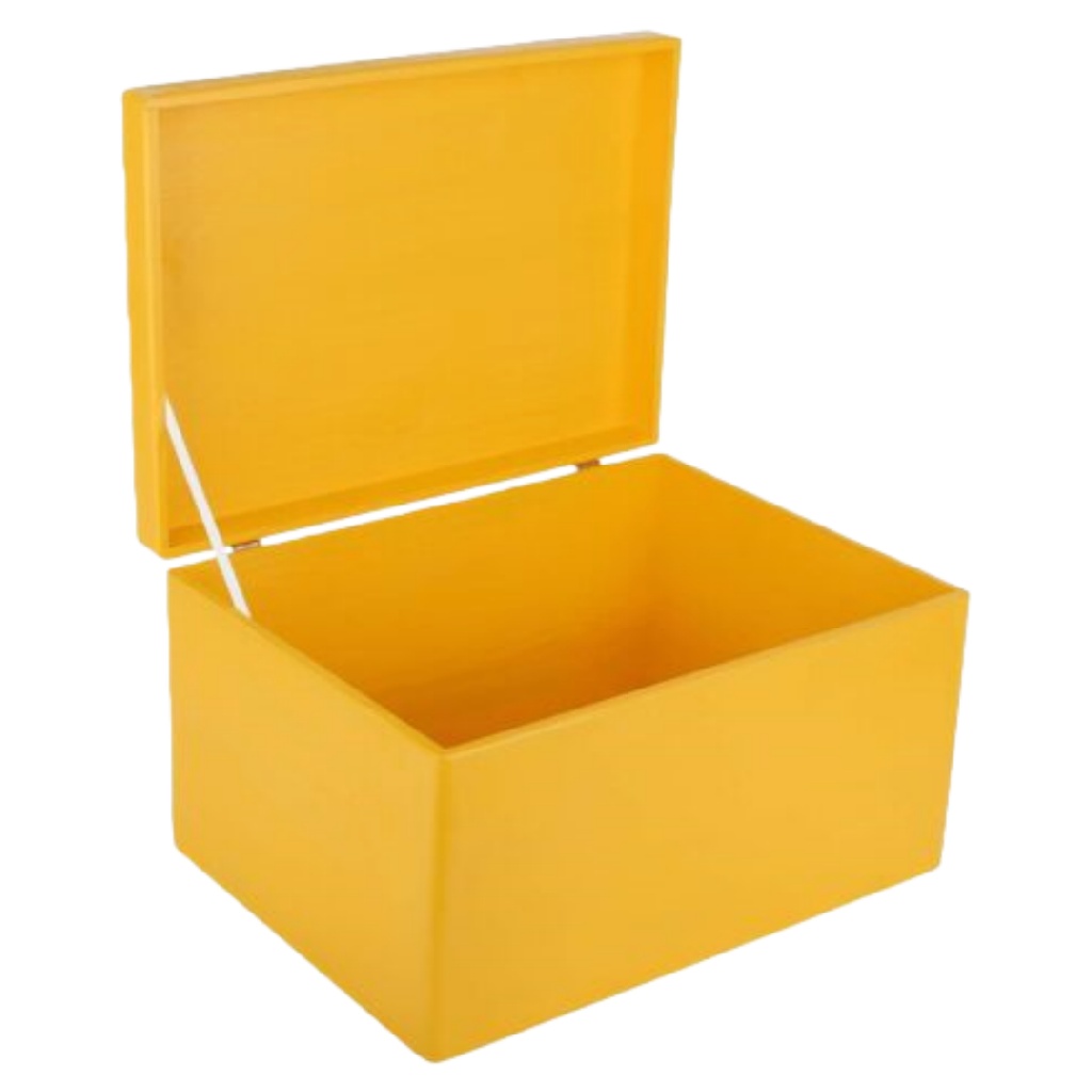 Gele Grenenhouten Opbergkist met Deksel-mollydinelli.shop