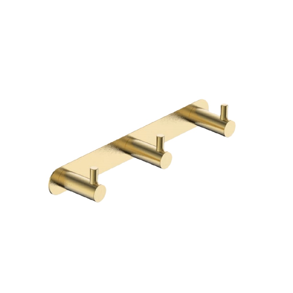 Perchero de pared dorado con 3 ganchos-patriciascott.shop