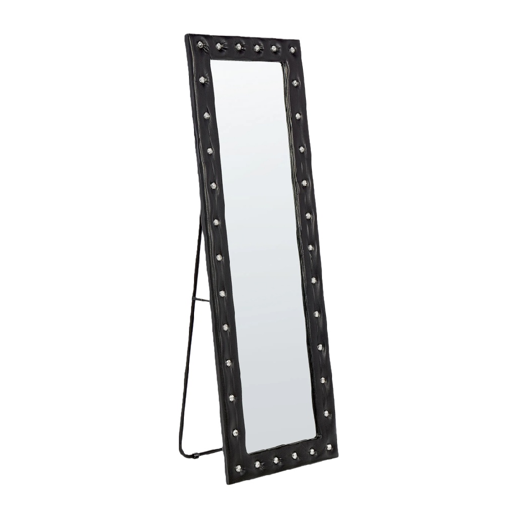 Espejo de Pie con Marco Negro y Piedras de Cristal-patriciascott.shop