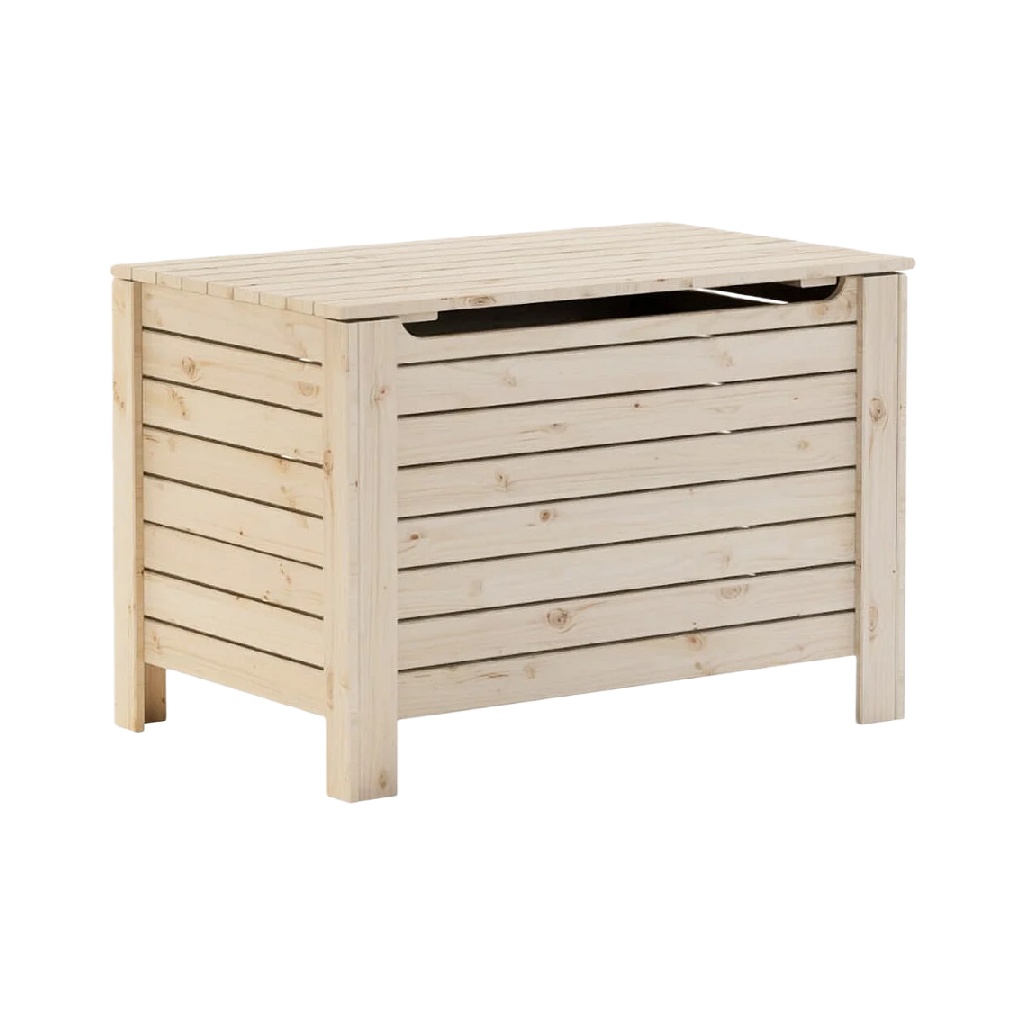 Coffre de rangement en bois, avec couvercle, naturel-williammila.shop