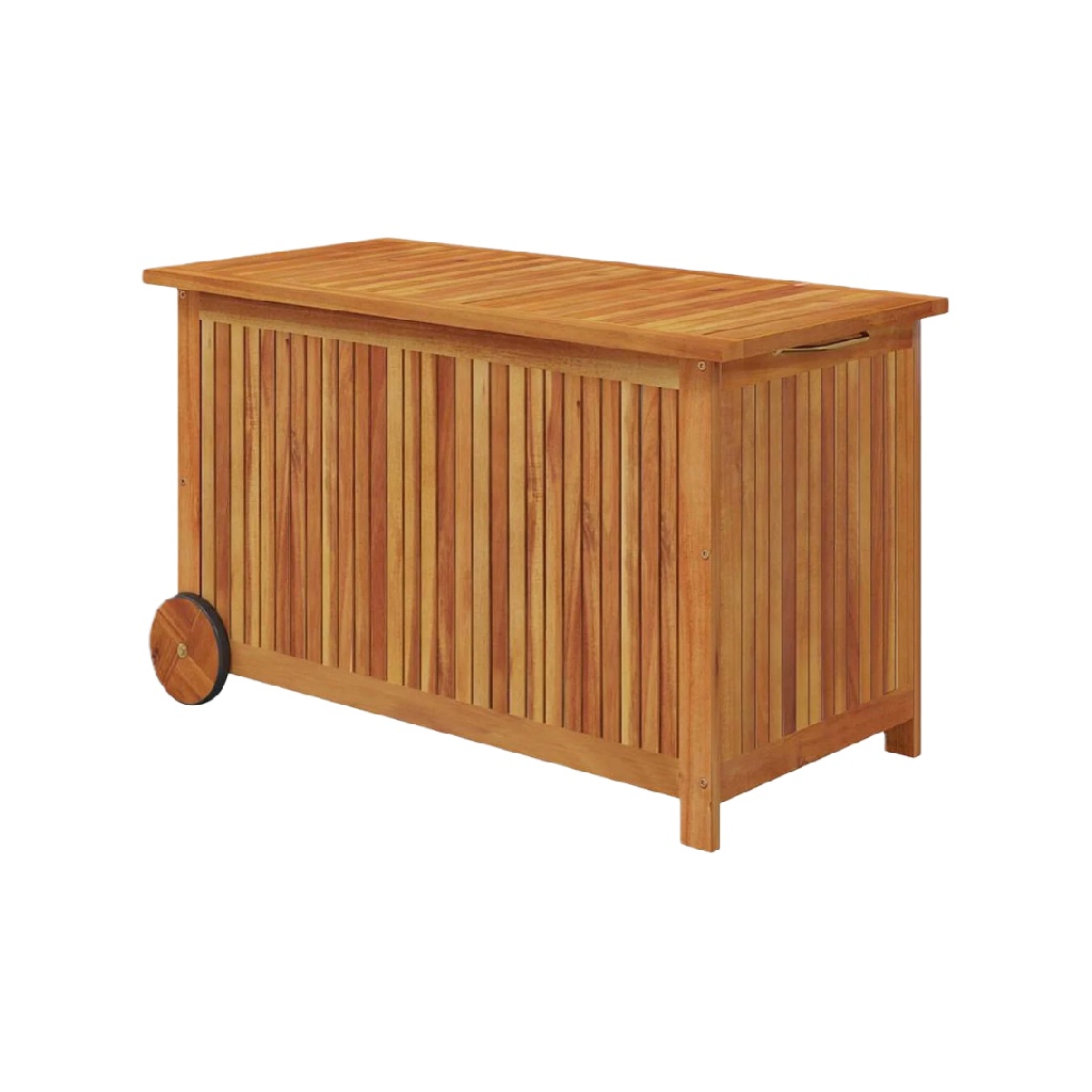 Coffre de rangement en bois extérieur avec roues, design étanche-williammila.shop