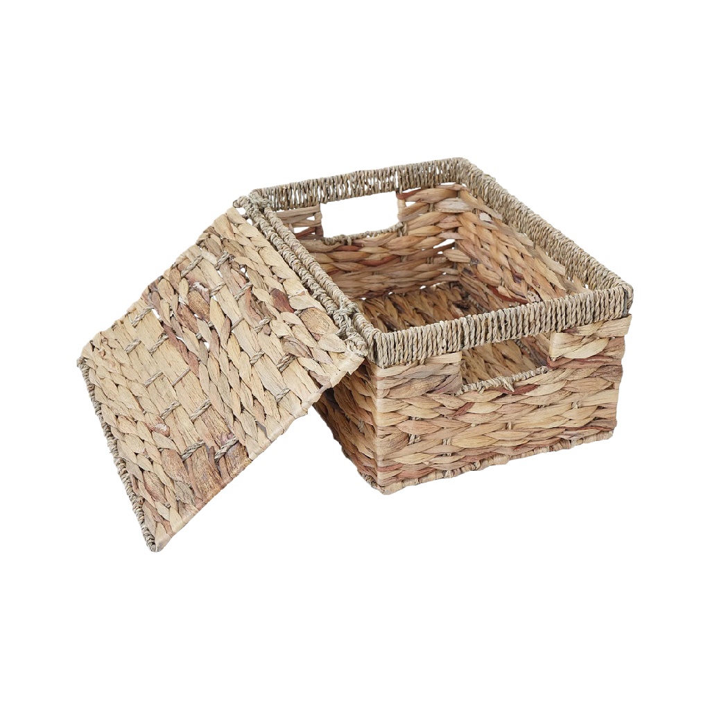 Panier de rangement tressé à la main avec couvercle, couleur naturelle-williammila.shop