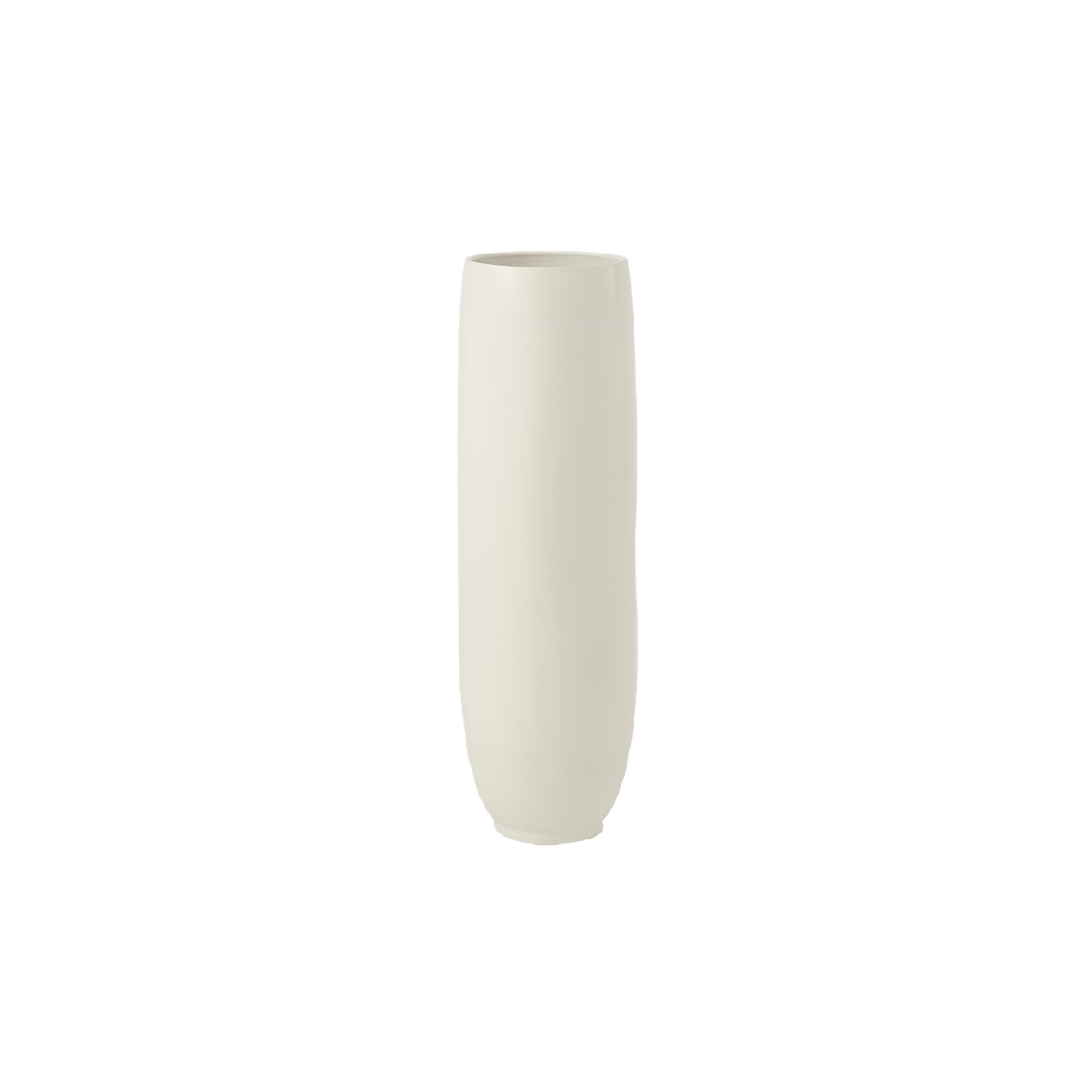 Modern Minimalist Matte Cream Ceramic Vase - Sleek Cylindrical Decorative Flower Pot-lqhardware.com