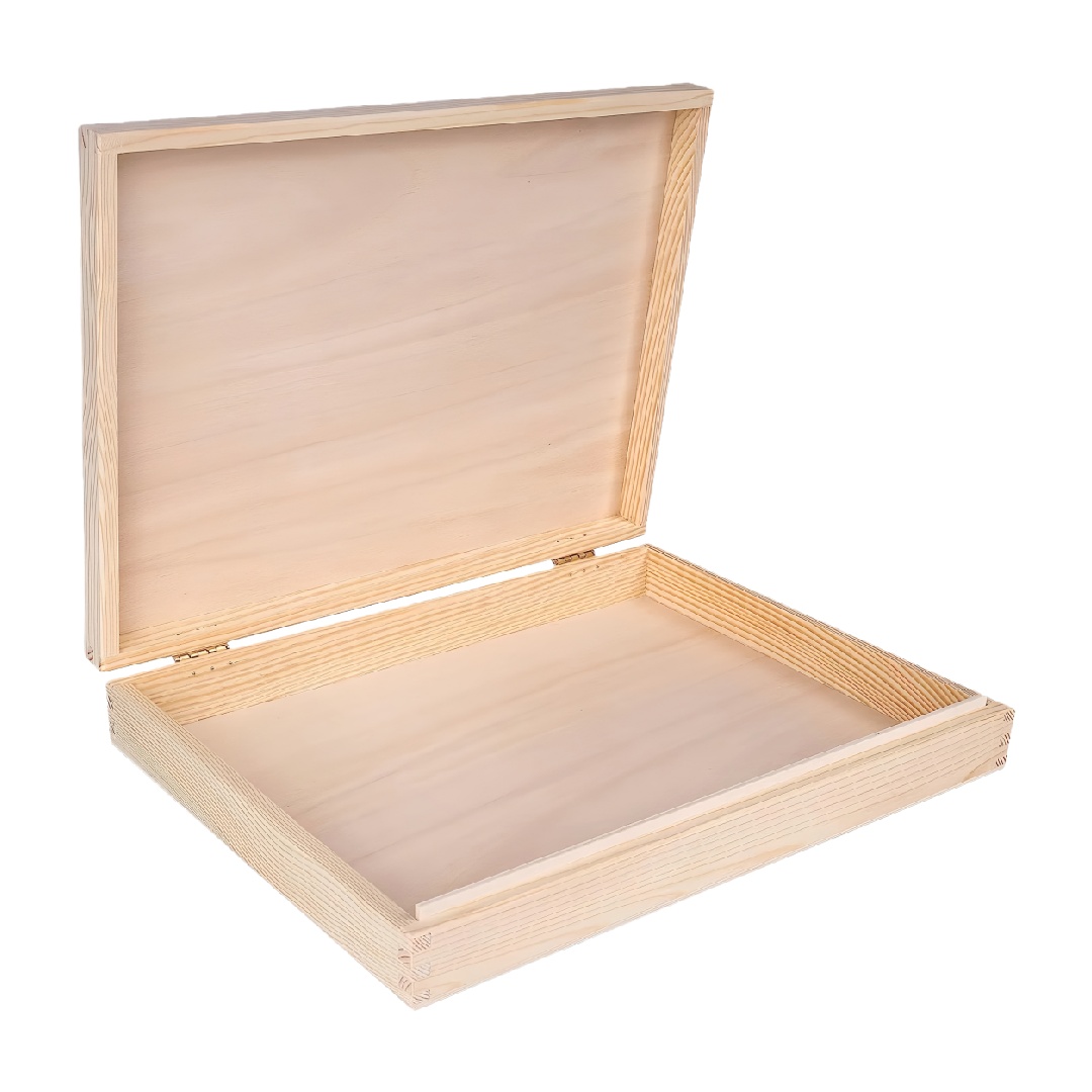 Unfinished Pine Wood Storage Box with Hinged Lid-lqhardware.com