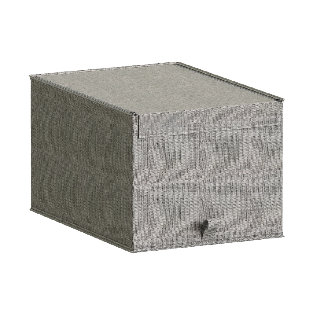 Caja de almacenamiento plegable de tela gris con tapa y asa-leonardmolly.shop