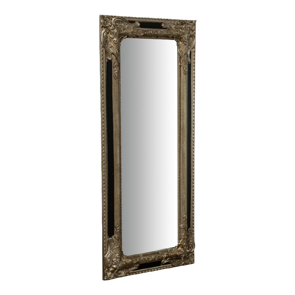 Espejo decorativo alto rectangular estilo clásico, marco tallado bronce envejecido, para pared-davidteresa.shop