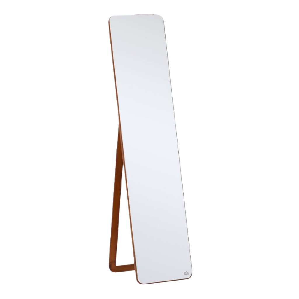 Espejo de cuerpo entero con soporte, rectangular moderno, marco de madera natural, de pie-davidteresa.shop