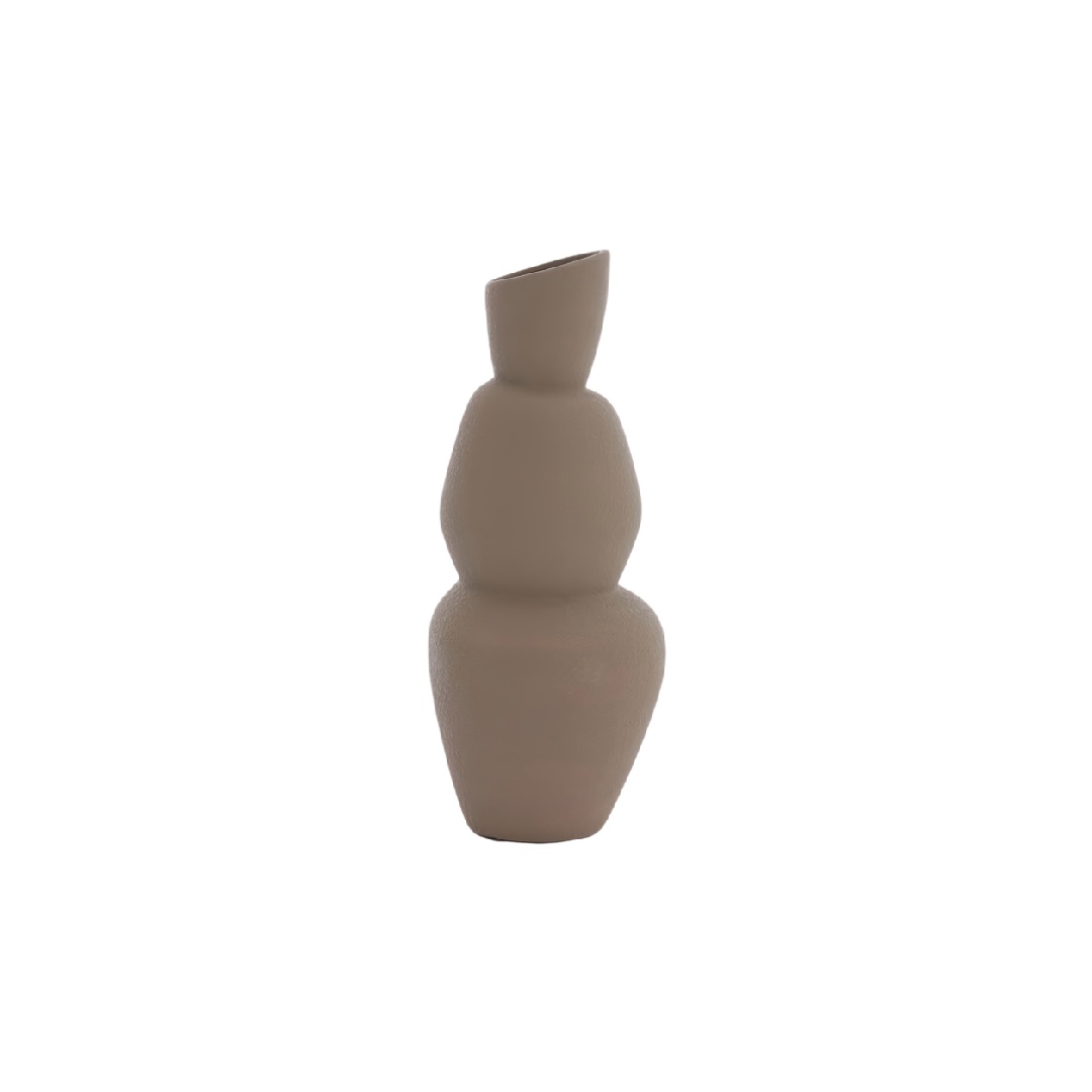 Abstract Wavy Sculptural Ceramic Vase - Matte Taupe Organic Shape Decorative Bud Vase-lonniebrownlee.shop
