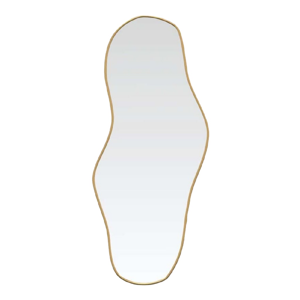 Espejo decorativo orgánico irregular, marco metálico dorado, para pared-leonardmolly.shop