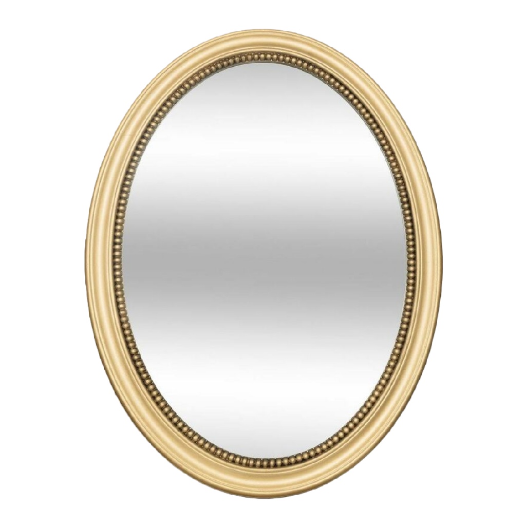 Espejo decorativo ovalado estilo clásico, marco dorado con detalle de cuentas, para pared-leonardmolly.shop