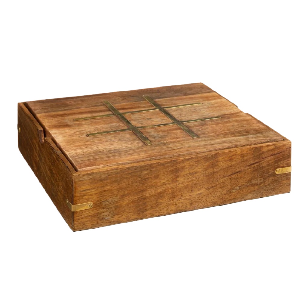 Decoratieve Houten Doos met Messing Inleg-mollyconley.shop