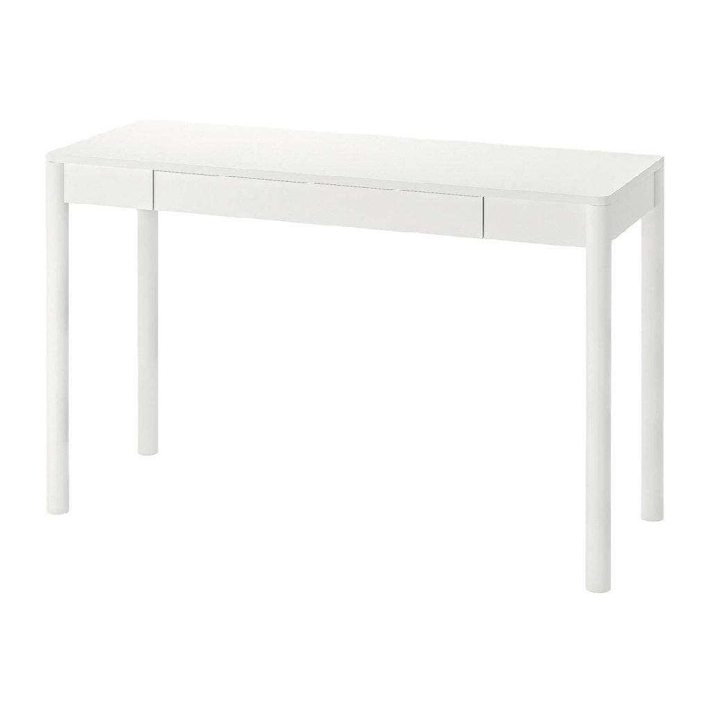 Bureau blanc minimaliste avec deux tiroirs intégrés-rogersrucker.shop