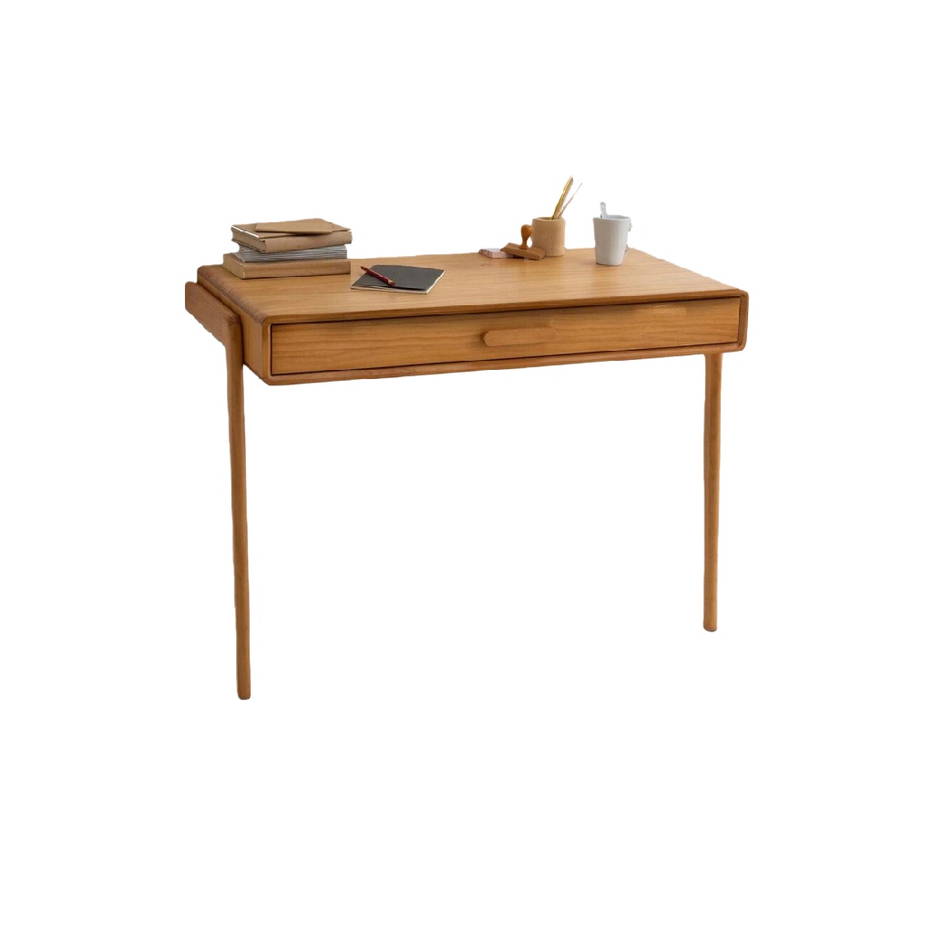 Bureau en bois naturel avec tiroir intégré, style rétro-rogersrucker.shop