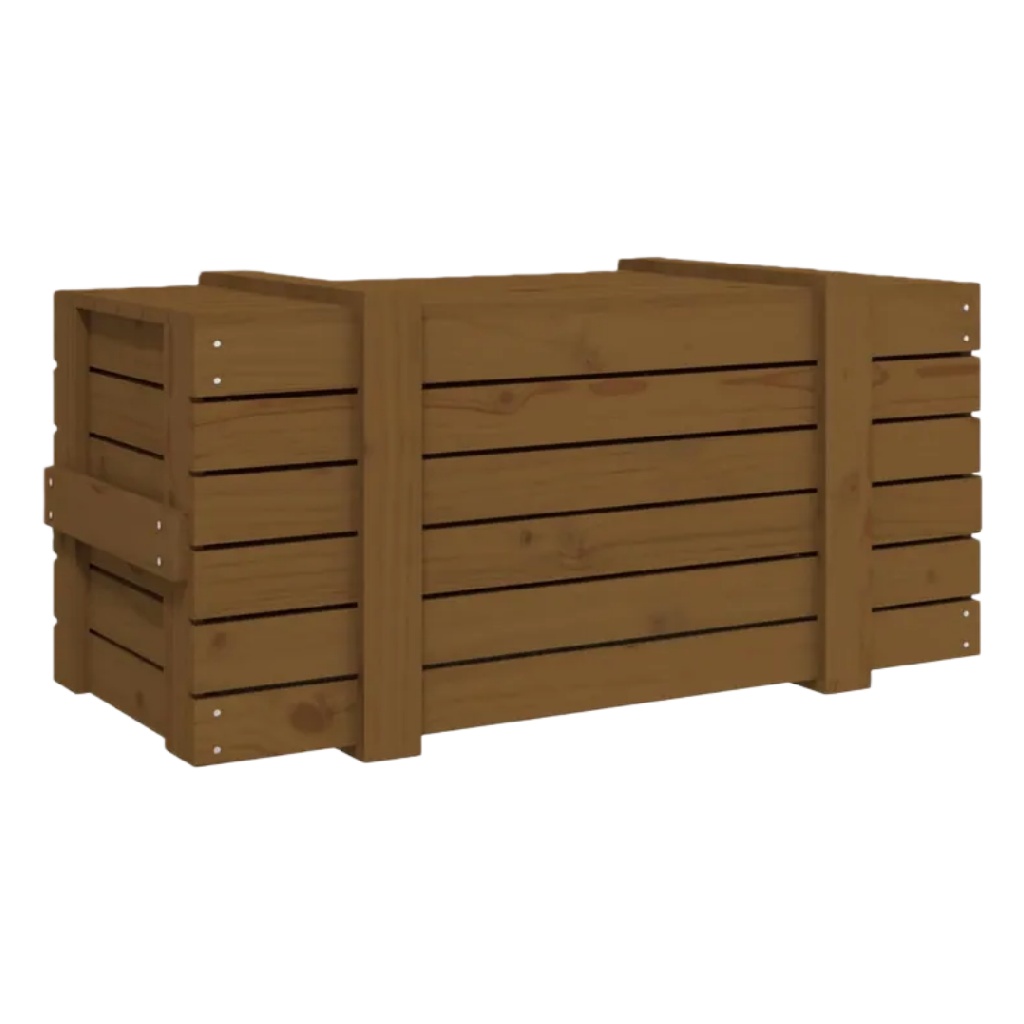 Grote Bruine Houten Opbergkist met Latten-mollyconley.shop