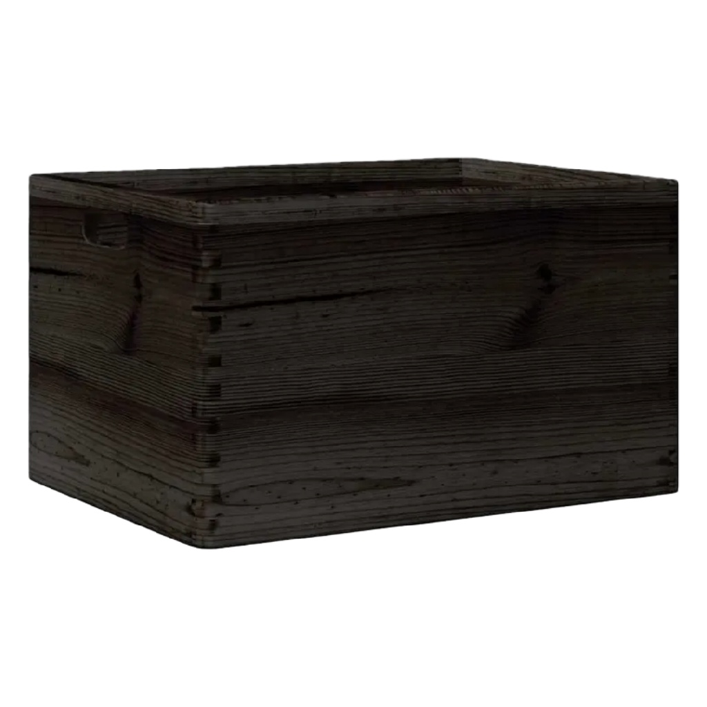 Zwarte Houten Opbergbox met Geïntegreerde Handgrepen-mollyconley.shop