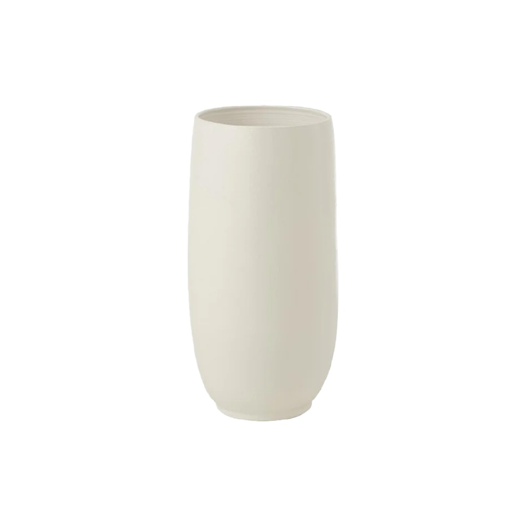 Tijdloze Off-White Keramieken Vaas - Minimalistisch Ovaal Silhouet-mollyconley.shop