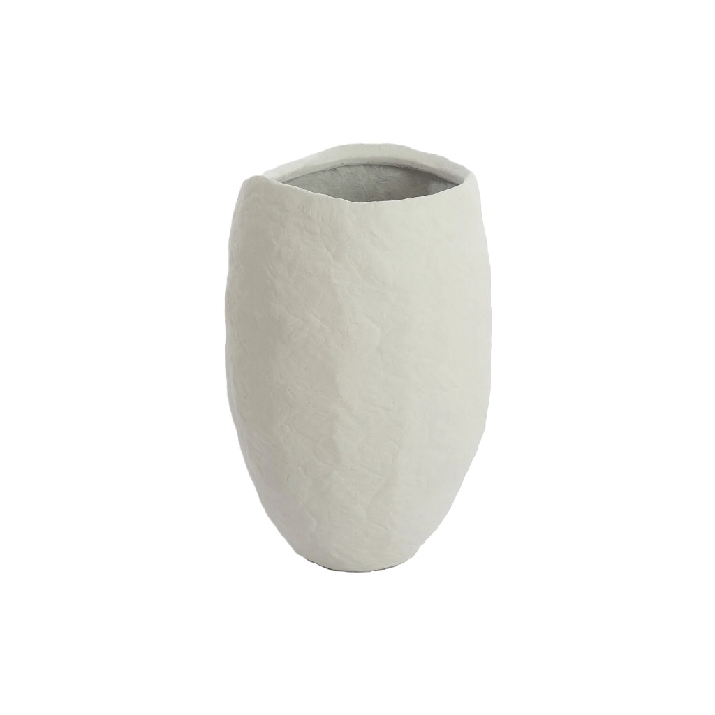 Organische Witte Keramieken Vaas - Onregelmatige Rots-Textuur-mollyconley.shop