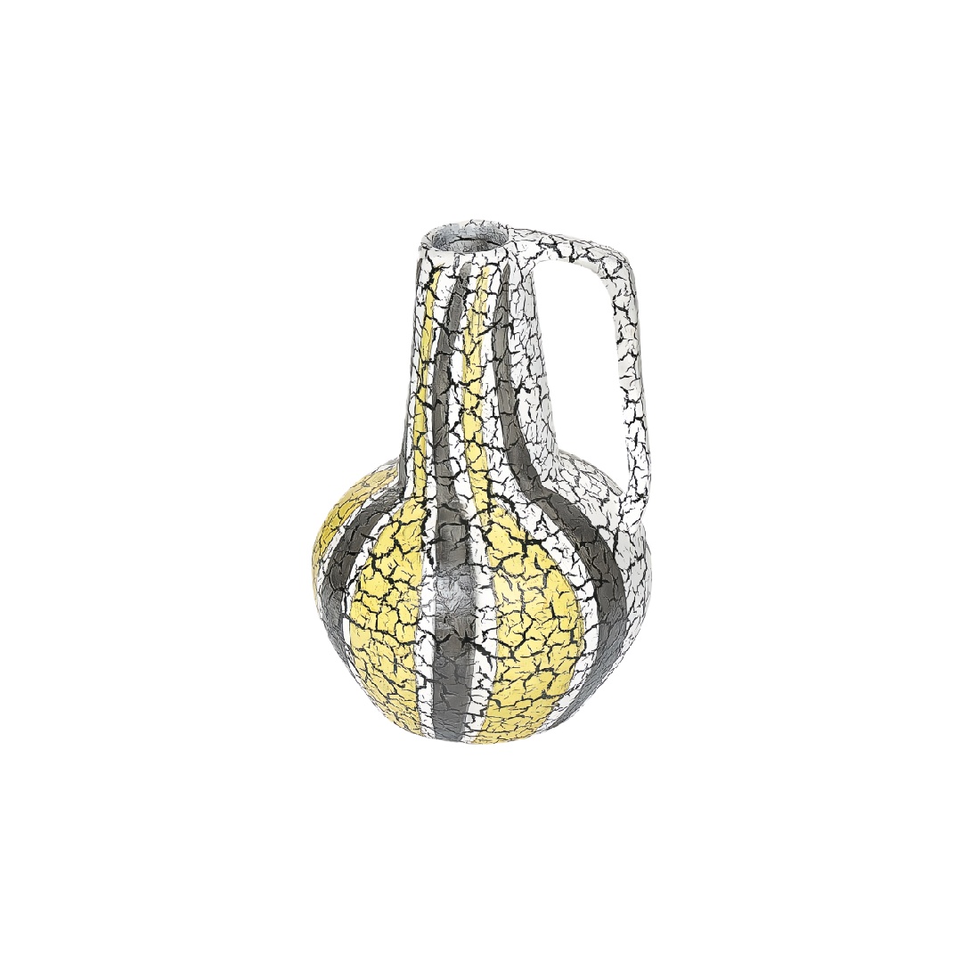 Modern Artistic Cracked Glaze Ceramic Pitcher Vase - 12 inch Yellow and Black Patterned Decorative Vase-navysealonlone.shop