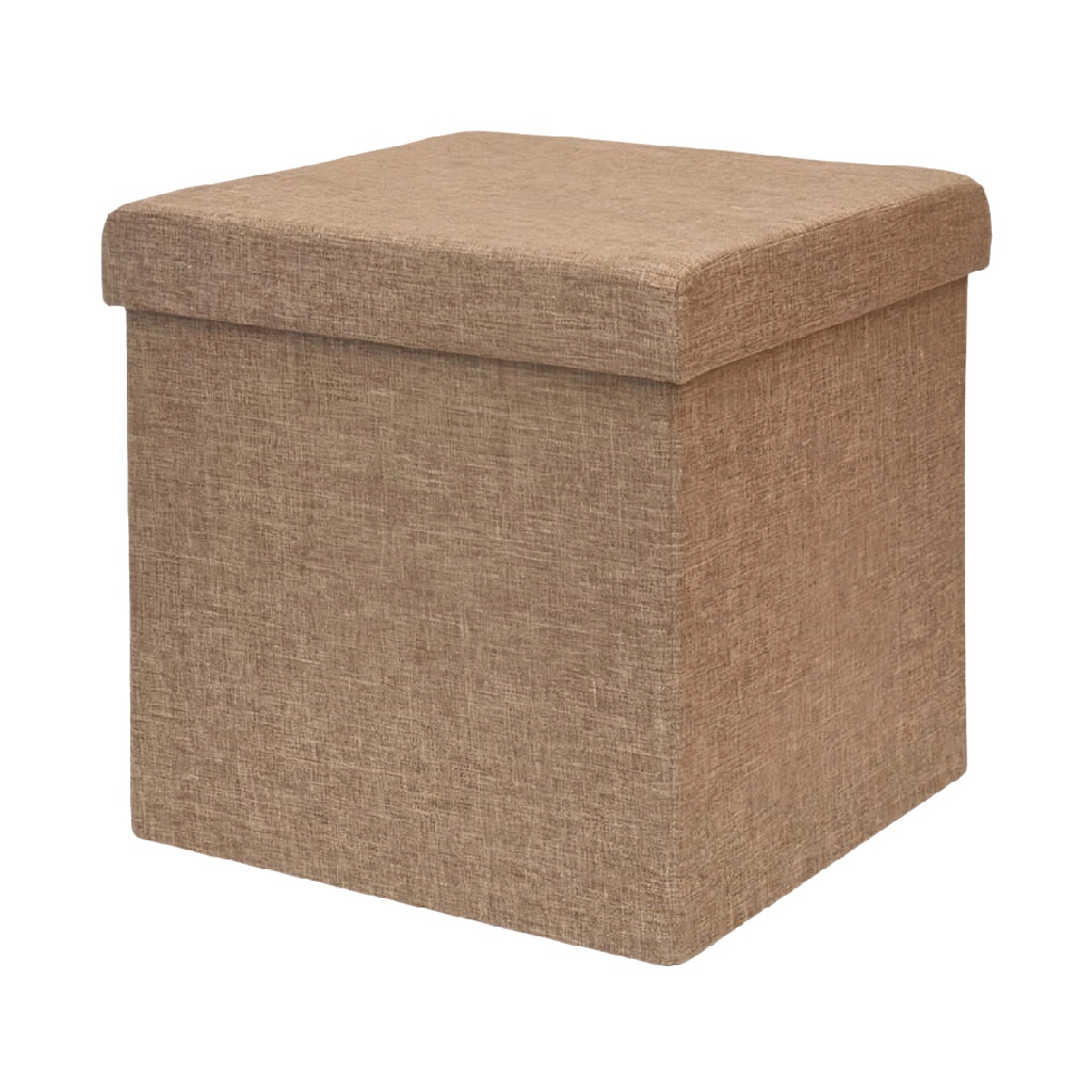 Caja de almacenamiento de tela con tapa, formato cubo, color marrón-jessehenry.shop