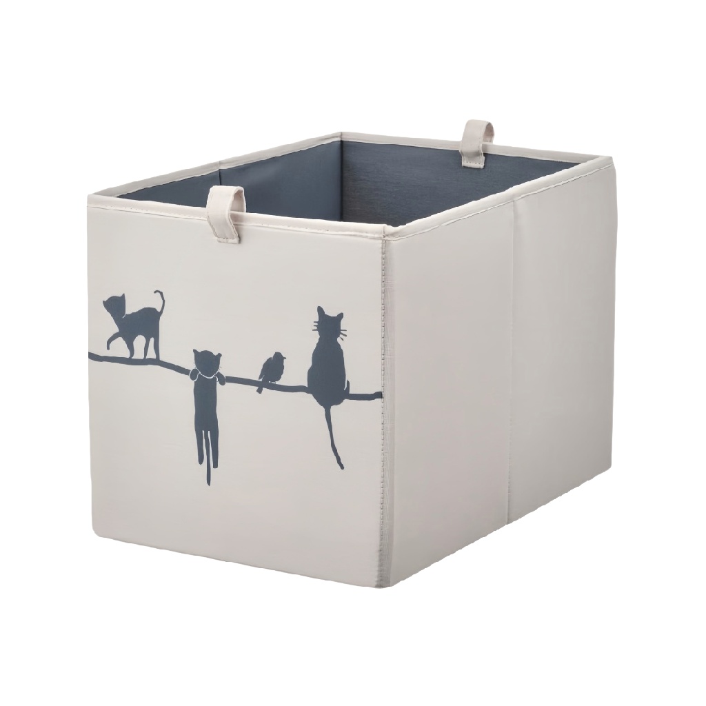 Caja organizadora de tela con asas y estampado de gatos, diseño abierto-jessehenry.shop