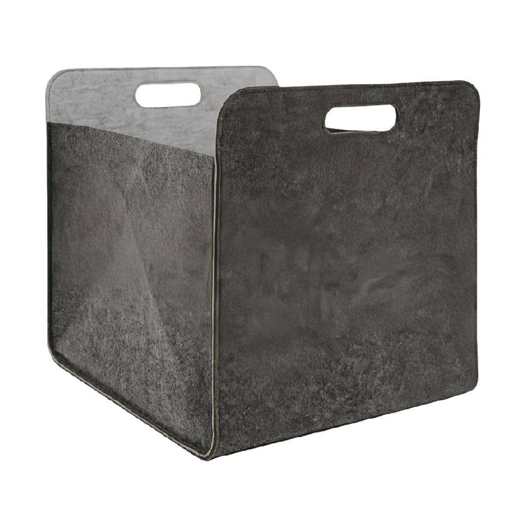 Cesta organizadora de fieltro con asas troqueladas, bicolor gris, plegable-jessehenry.shop