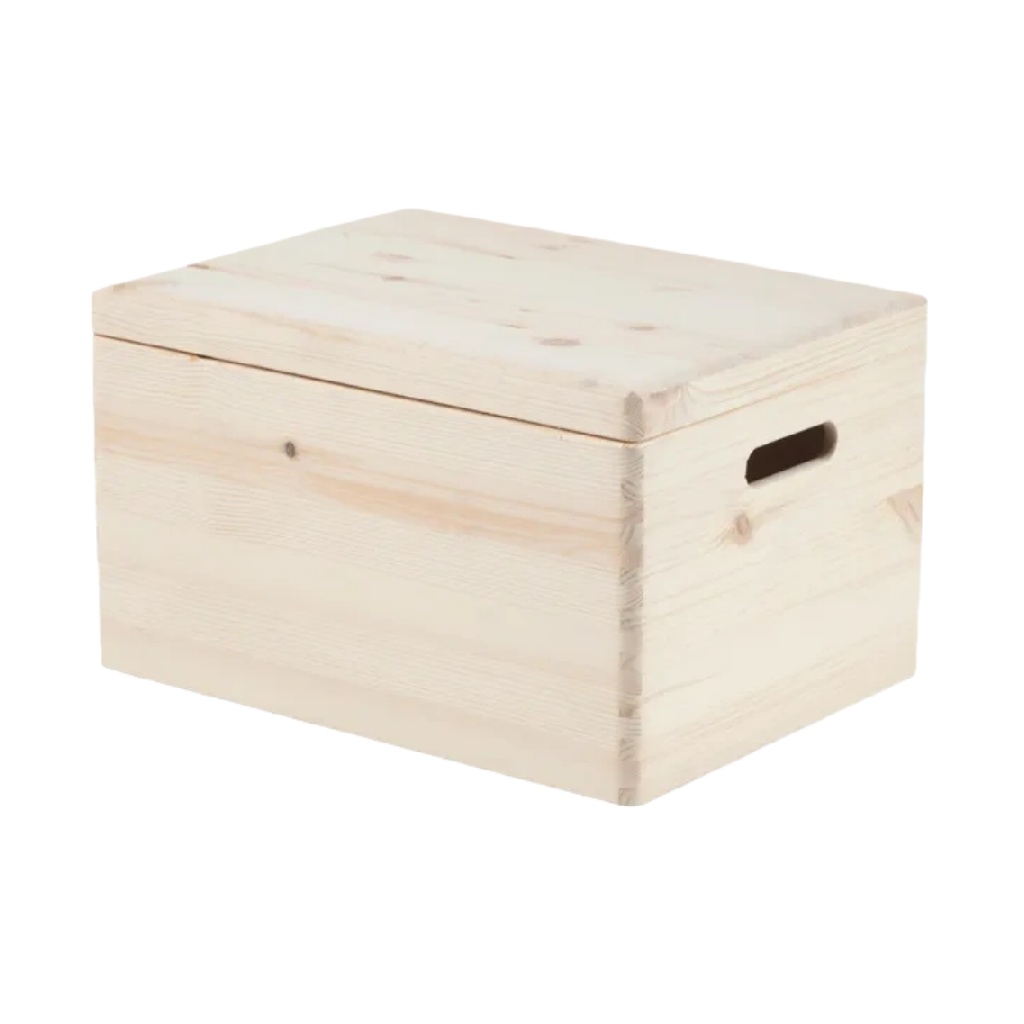 Caja de almacenamiento de madera de pino con tapa y asas laterales-jessehenry.shop
