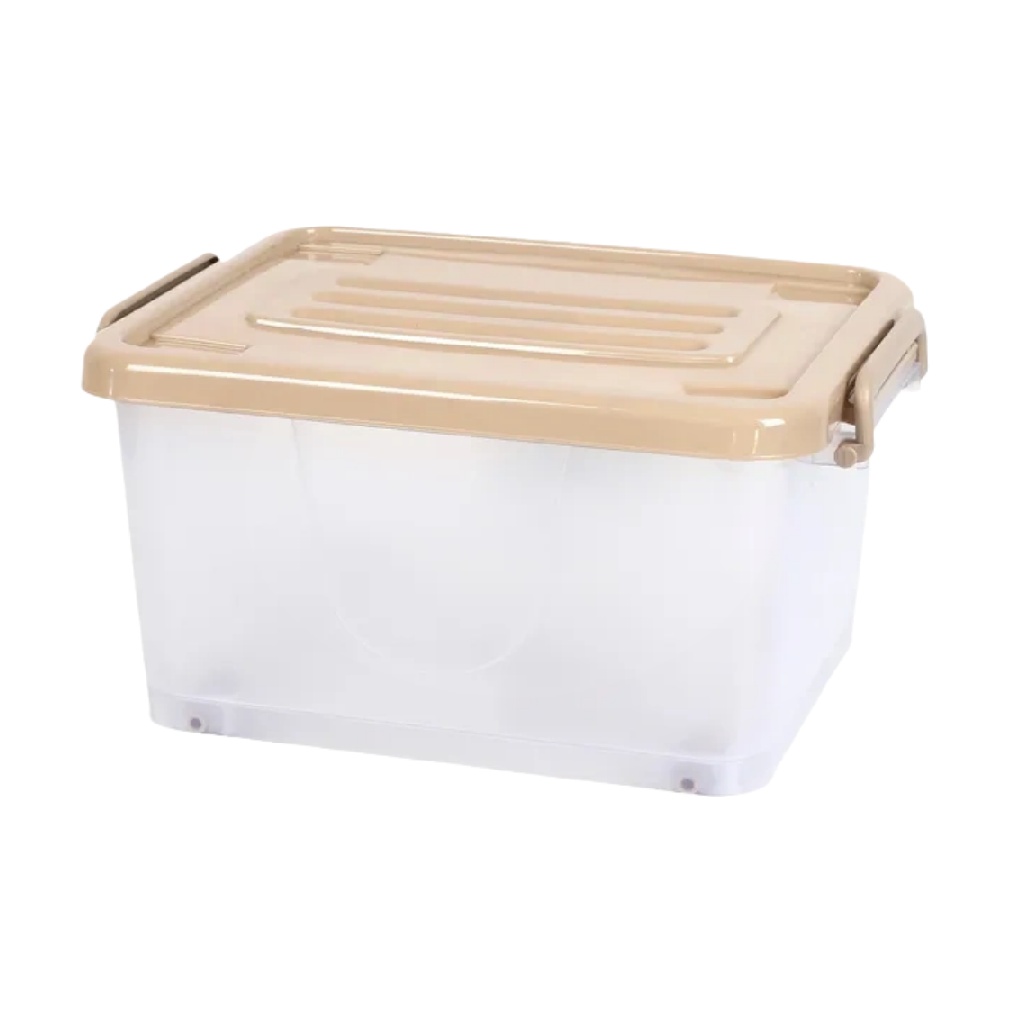 Caja de almacenamiento de plástico transparente con tapa y cierres laterales-jessehenry.shop