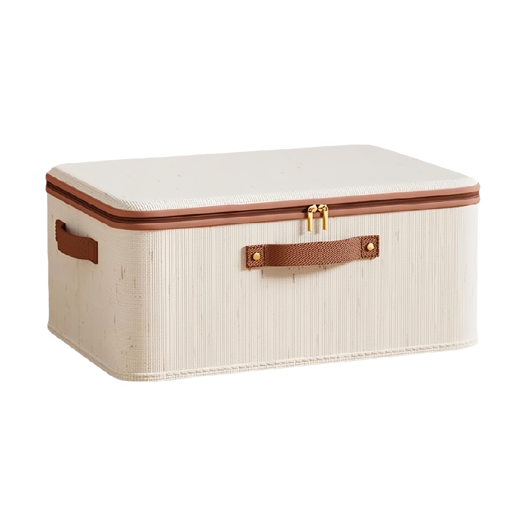 Caja de almacenamiento decorativa de tela con cremallera y asas-jessehenry.shop