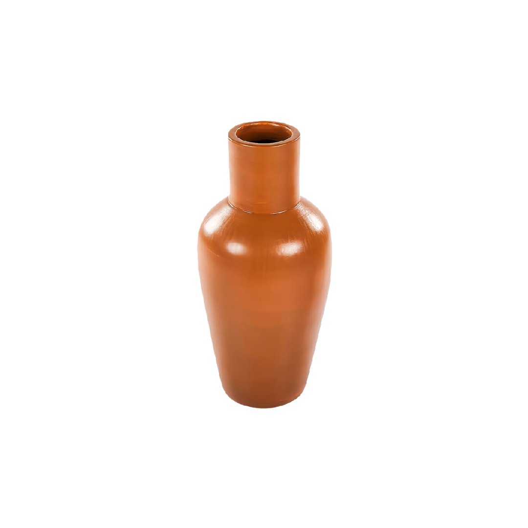 Rustic Terracotta Brown Ceramic Amphora Vase - 12 inch Matte Decorative Urn-chelseahenry.shop