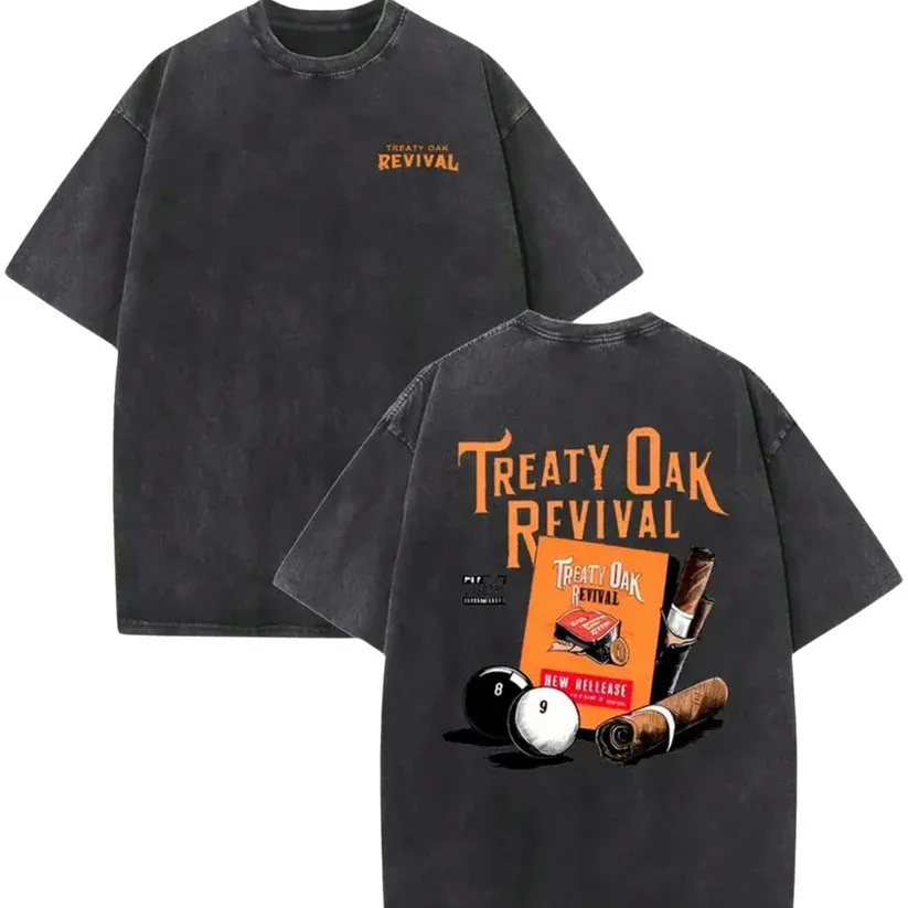 Treaty Oak Revival Printed Vintage Washed T-shirt（Double-sided Print）