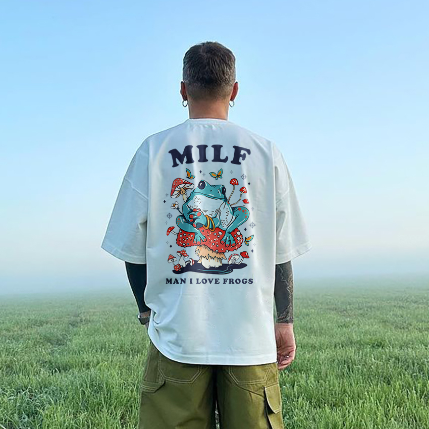 MILF Man I Love Frogs Printed T-shirt（Double-sided Print）