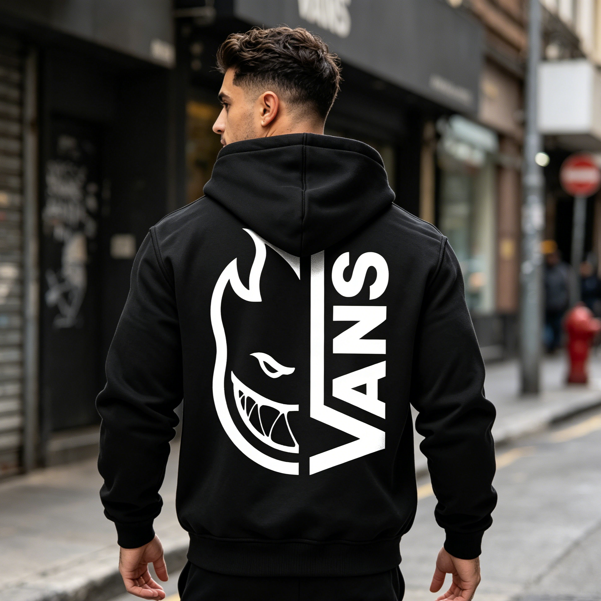 Vas X Spitfire White Flame Split Printed Men's Hoodie