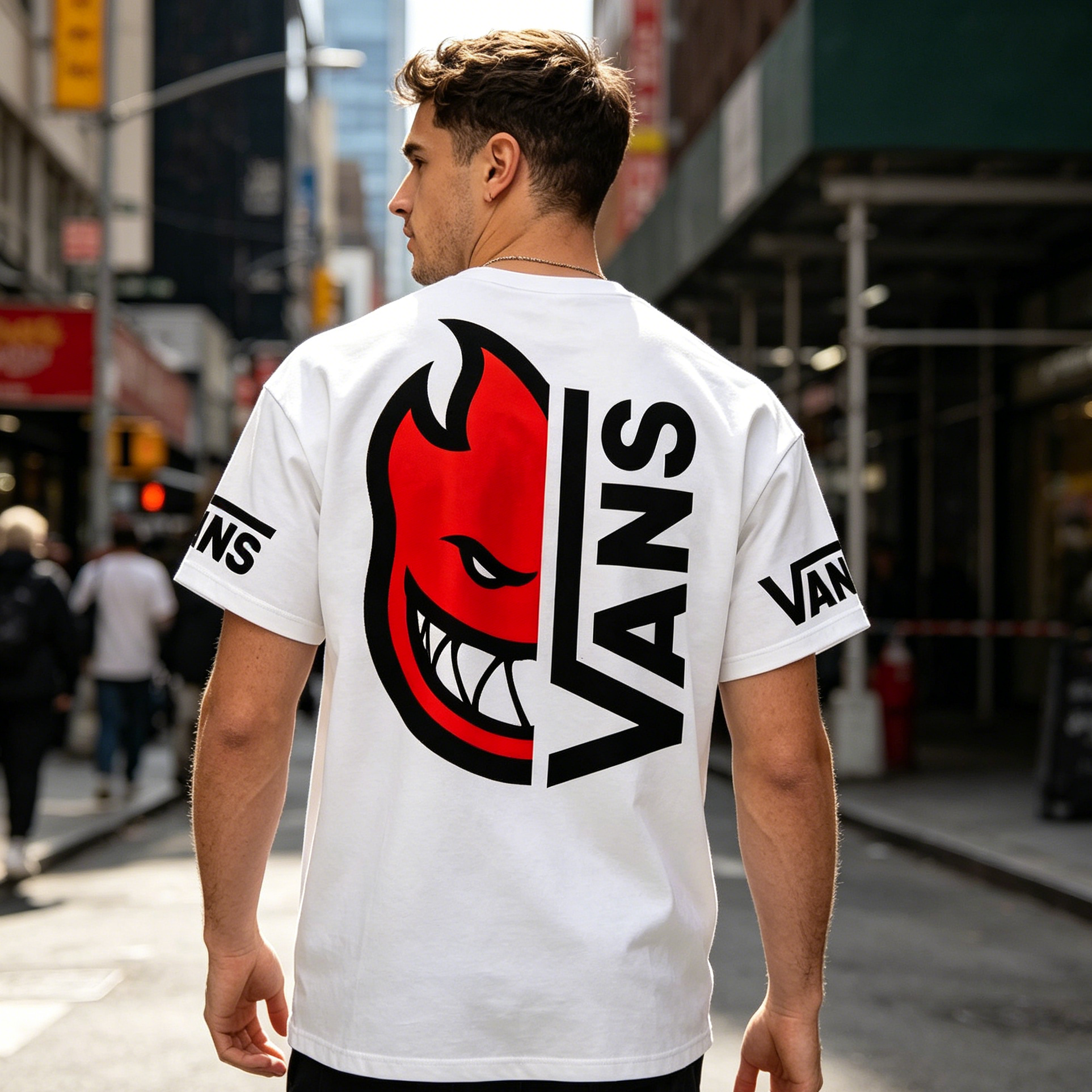 Vas Spitfire Red Flame Split Printed Men's T-shirt