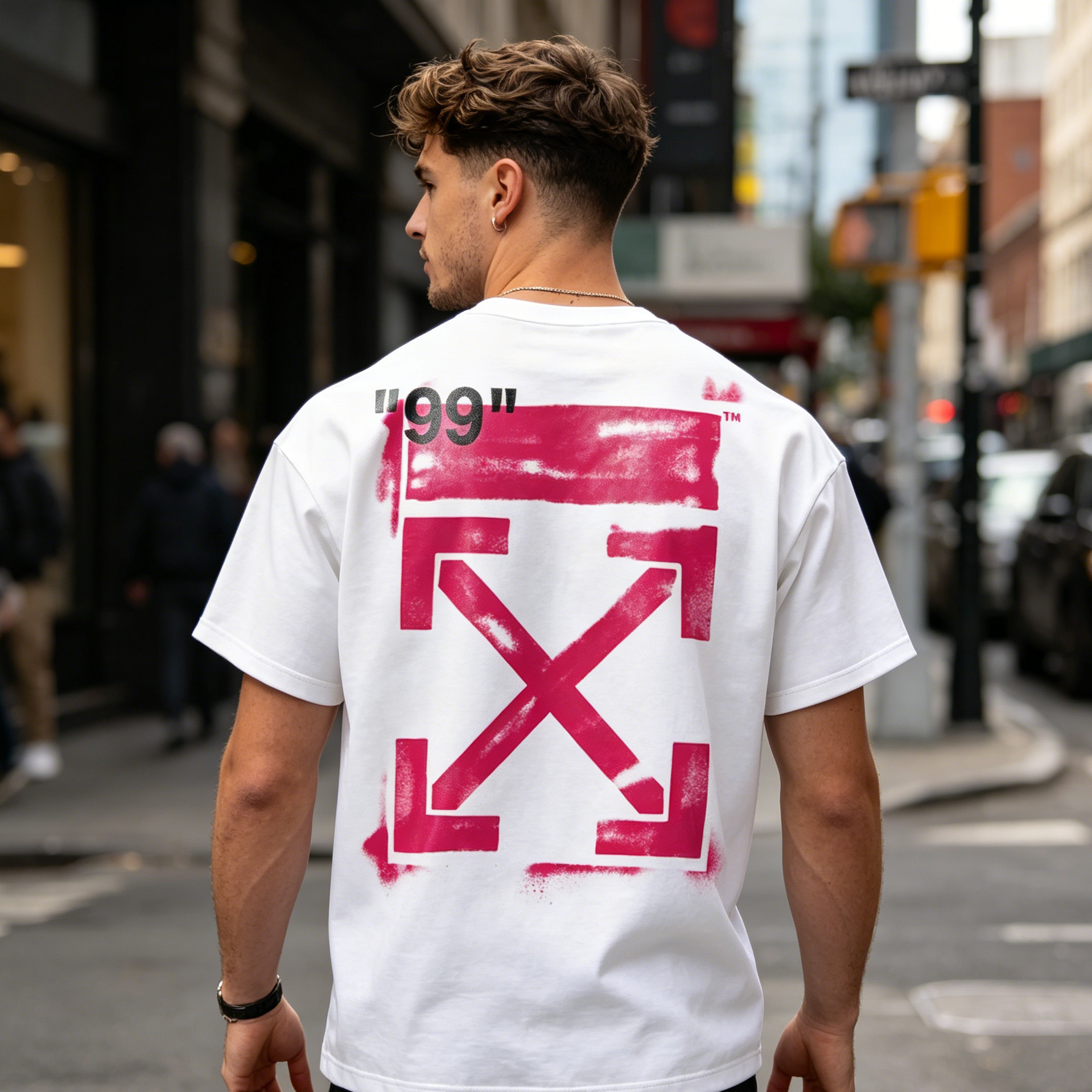 Off-White Spray Paint Arrow 99 Printed Men's T-shirt