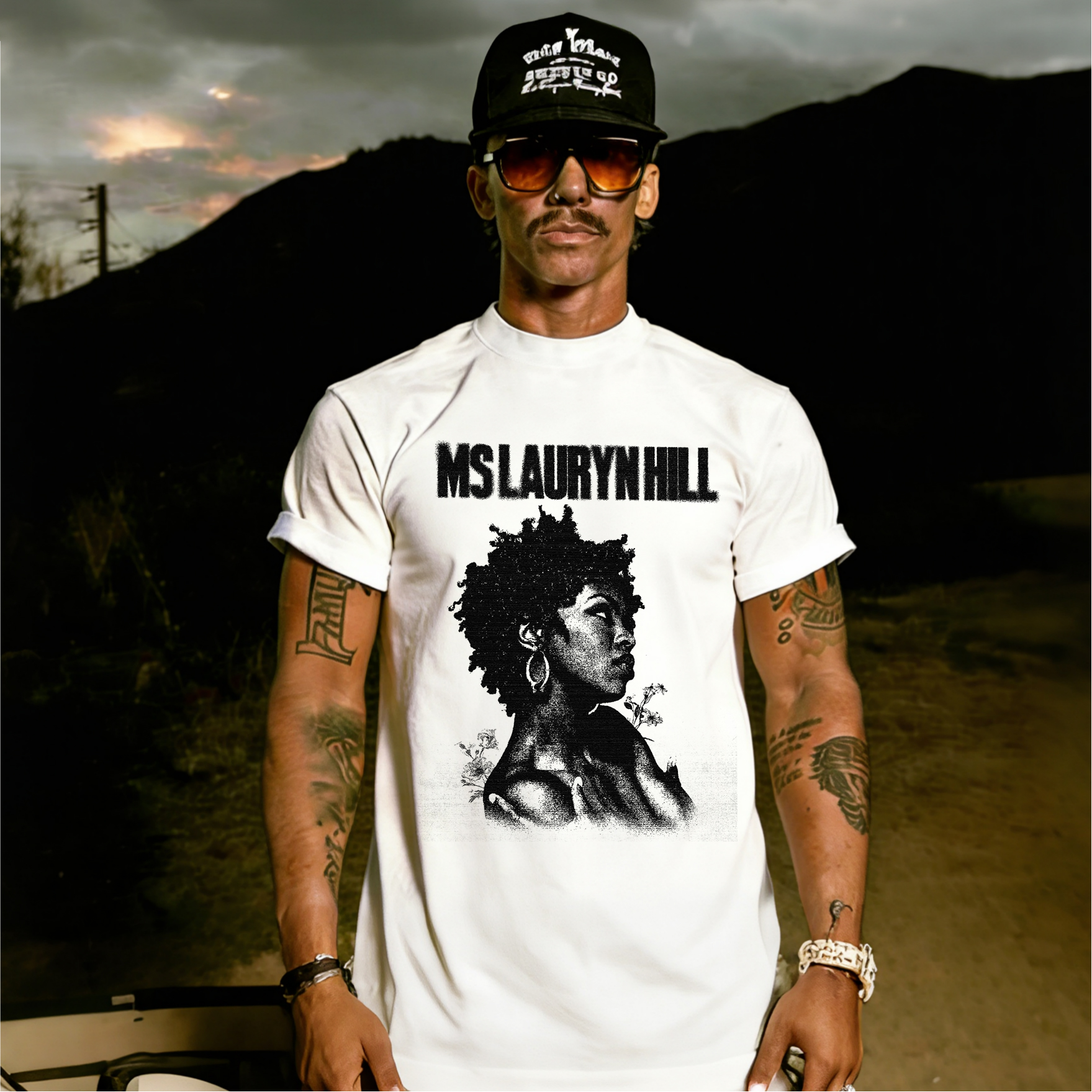 Ms Lauryn Hill Portrait Printed Men's T-shirt