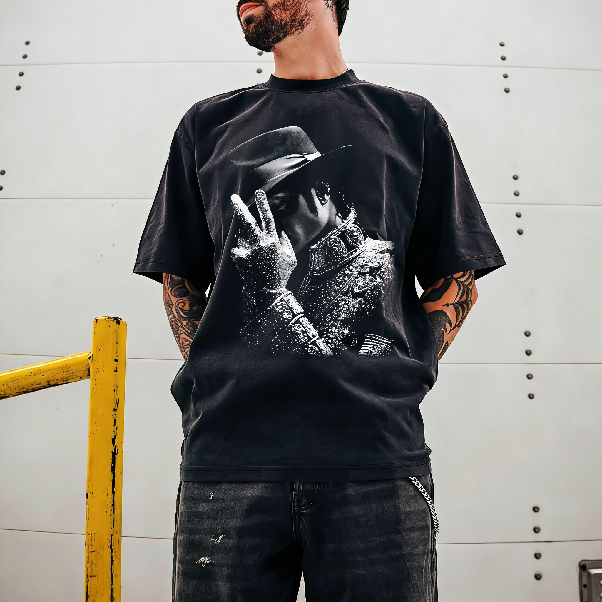 Michael Jackson Peace Sign Printed Men's T-shirt