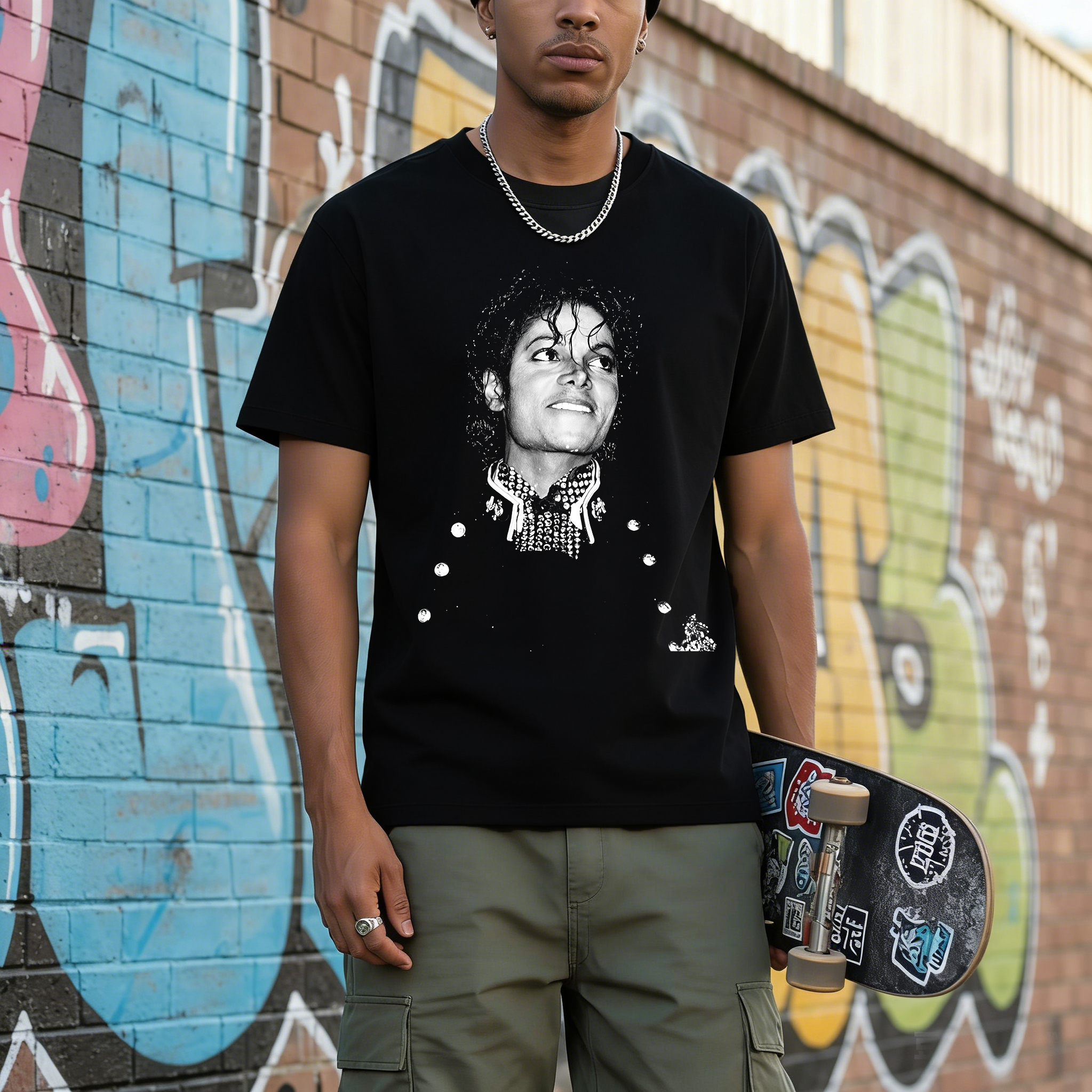 Michael Jackson Portrait Printed Men's T-shirt