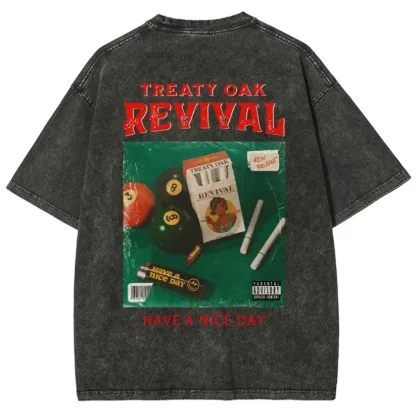 Treaty Oak Revival Printed Vintage Washed T-shirt（Double-sided Print）
