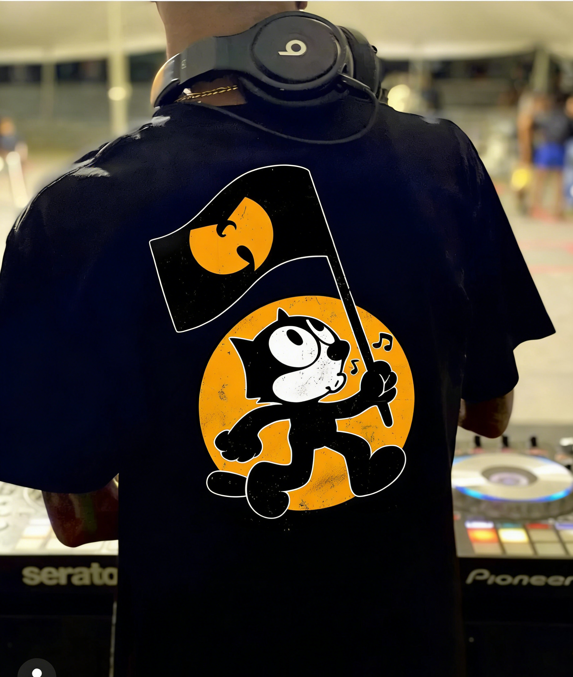 Felix The Cat Wu-tang Clan Flag Music Print Printed Men's T-shirt