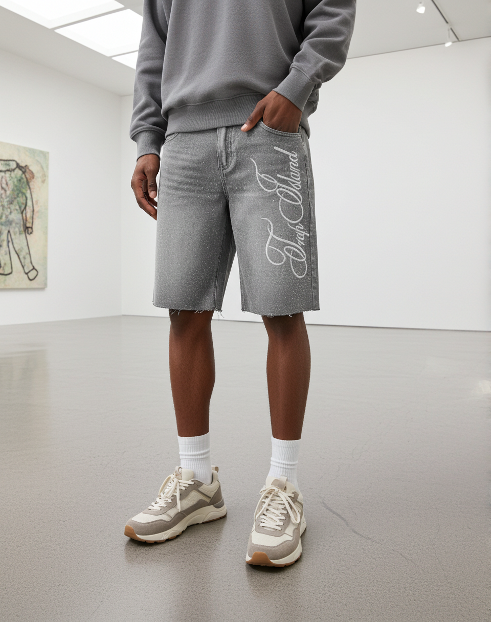 Vintage Washed High Street Jorts Distressed Denim Shorts